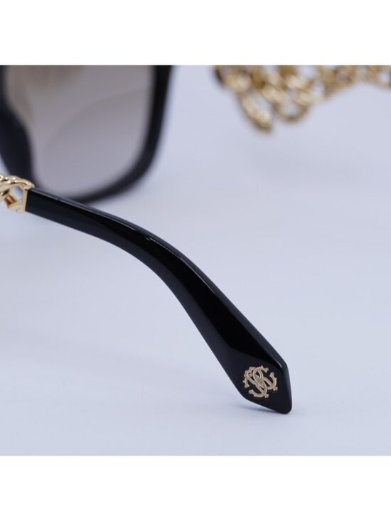 Roberto Cavalli SRC014M 700G Sunglasses Black Aviator Frame, Brown Lenses main image 5